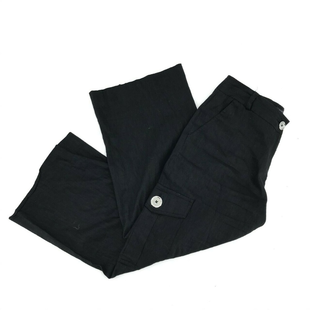 Anne Klein Wide Leg Cropped Capri Cargo Pants Sz 4